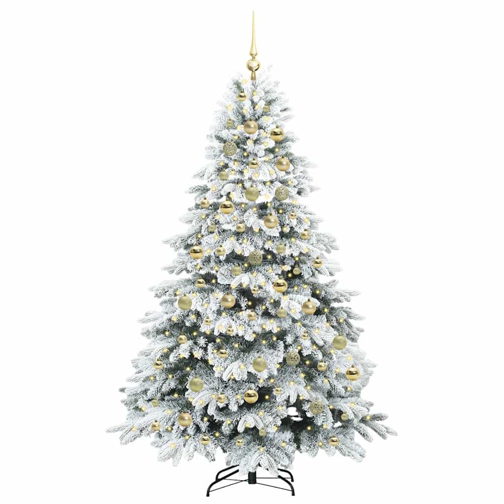Mű karácsonyfa 300 LED-del állvánnyal Zöld 210 cm PE és PVC