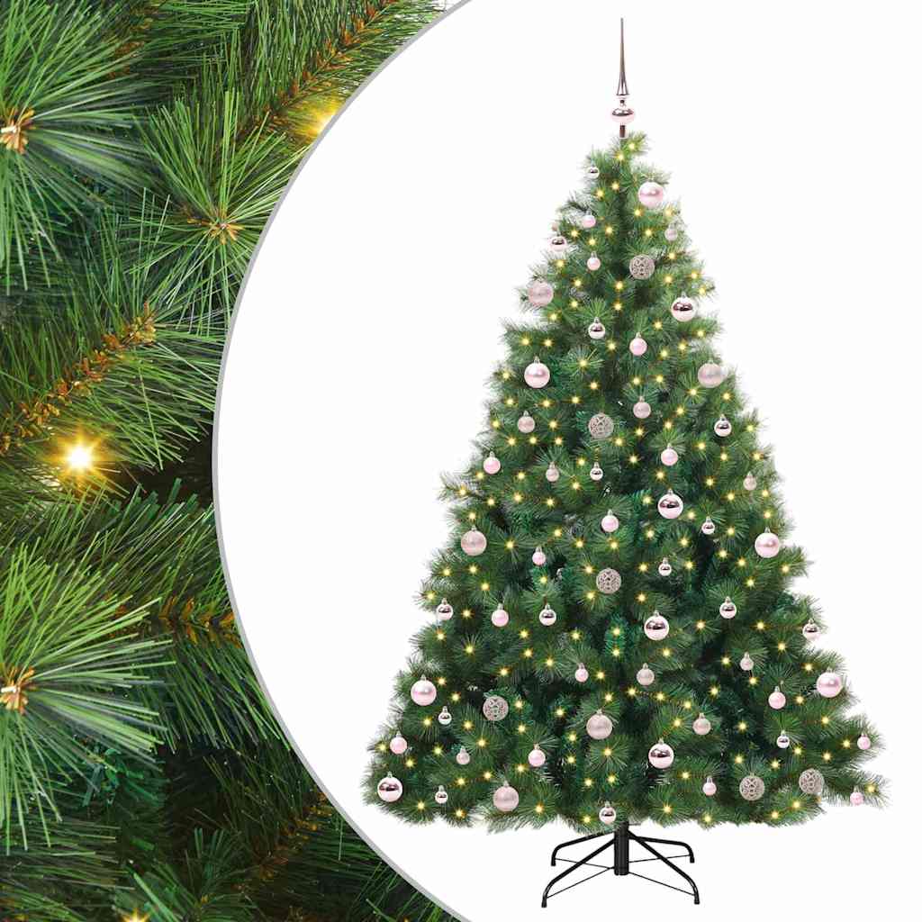 Mű karácsonyfa 300 LED-del állvánnyal Zöld 210 cm PE és PVC