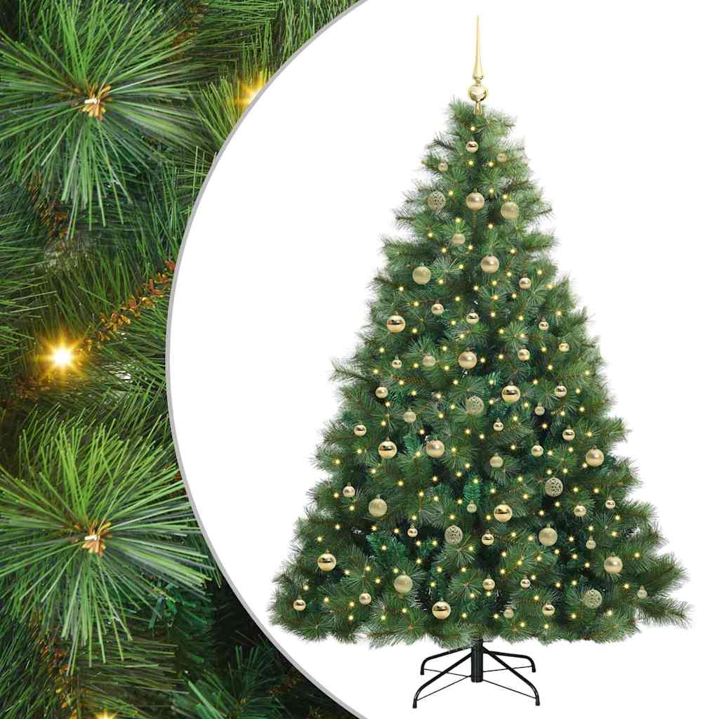 Mű karácsonyfa 300 LED-del állvánnyal Zöld 210 cm PE és PVC