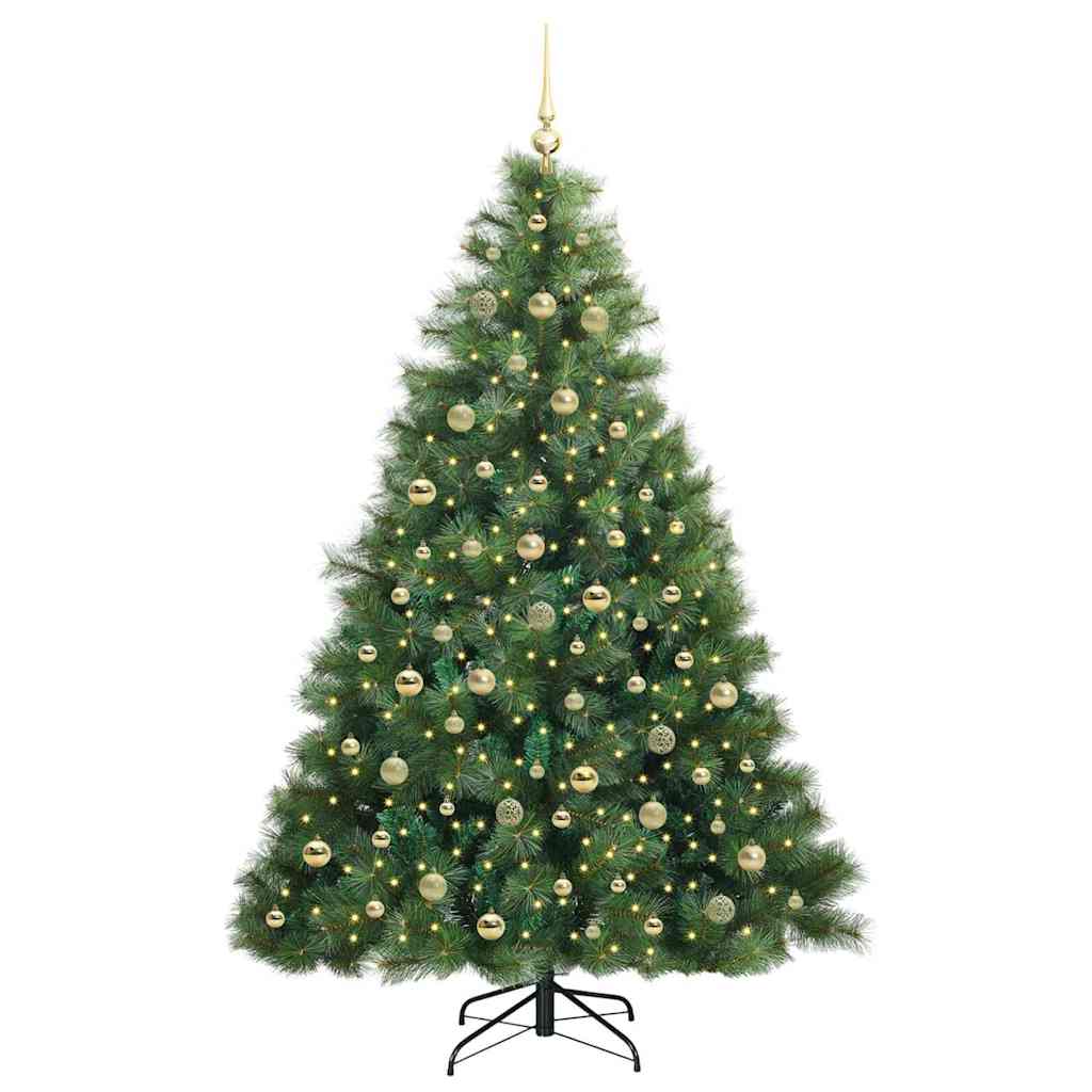Mű karácsonyfa 300 LED-del állvánnyal Zöld 210 cm PE és PVC
