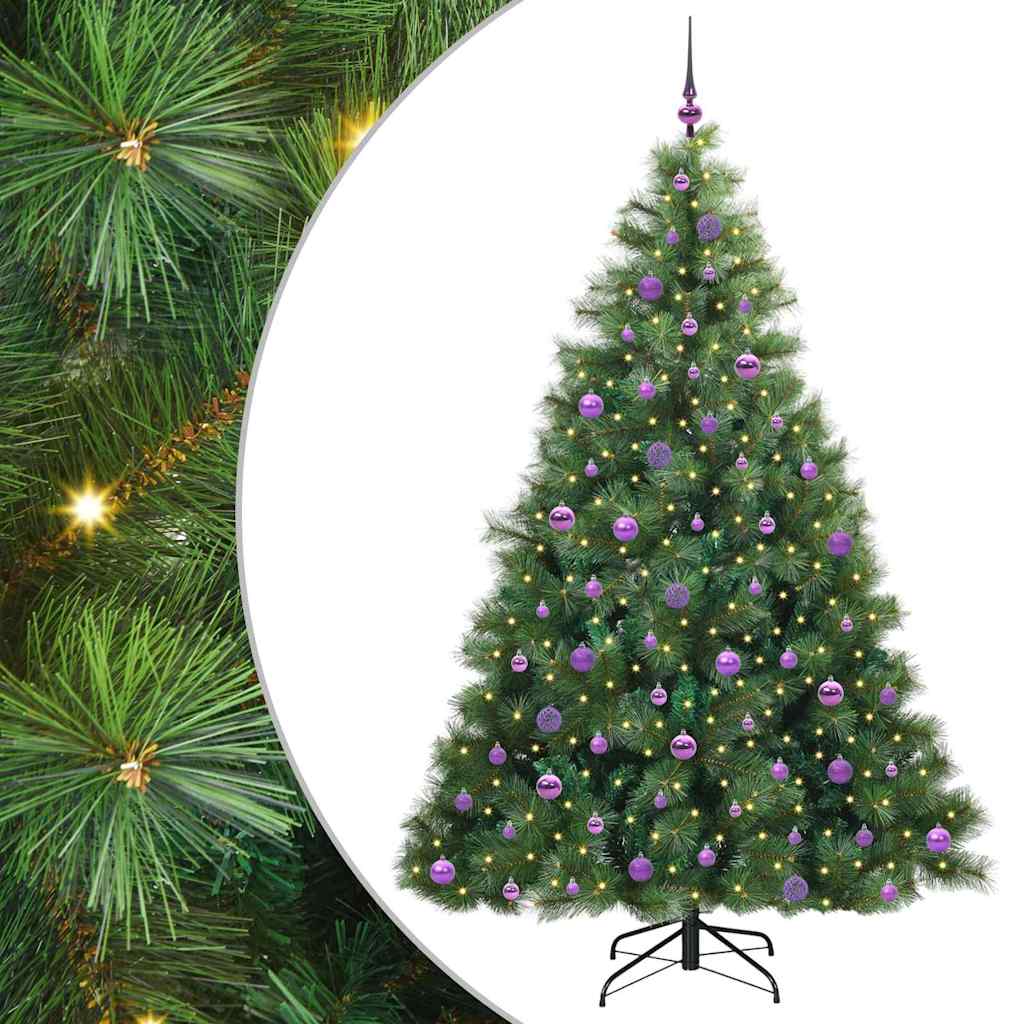 Mű karácsonyfa 300 LED-del állvánnyal Zöld 210 cm PE és PVC