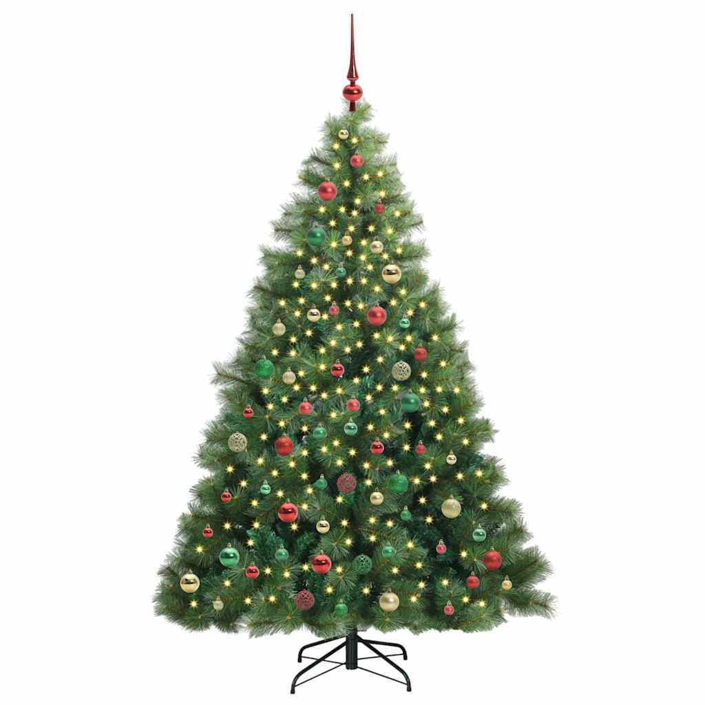Mű karácsonyfa 300 LED-del állvánnyal Zöld 210 cm PE és PVC