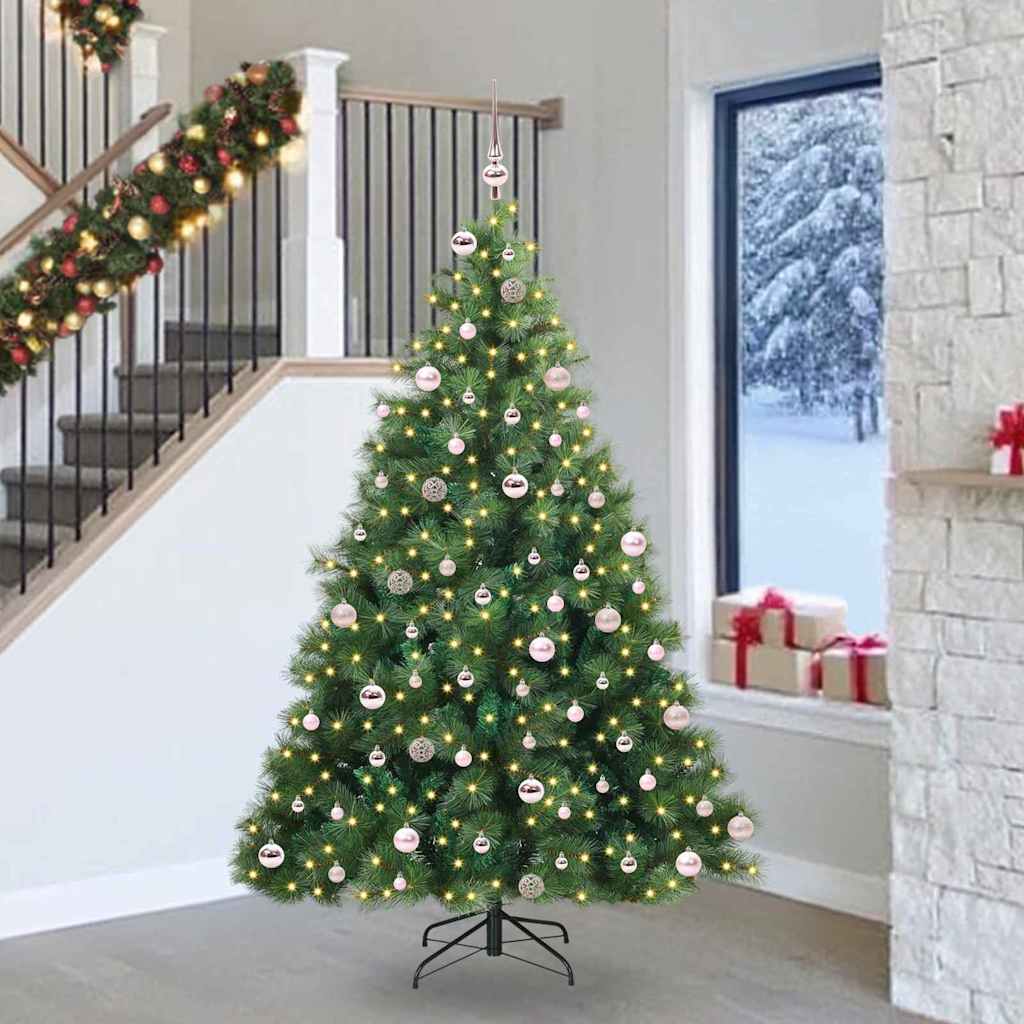 Mű karácsonyfa 300 LED-del állvánnyal Zöld 240 cm PE és PVC