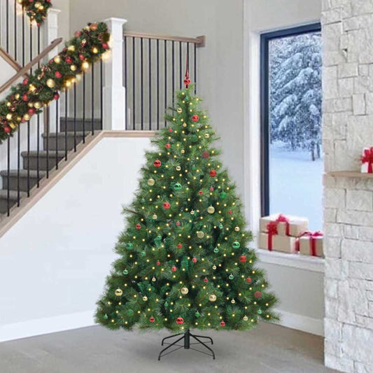 Mű karácsonyfa 300 LED-del állvánnyal Zöld 240 cm PE és PVC