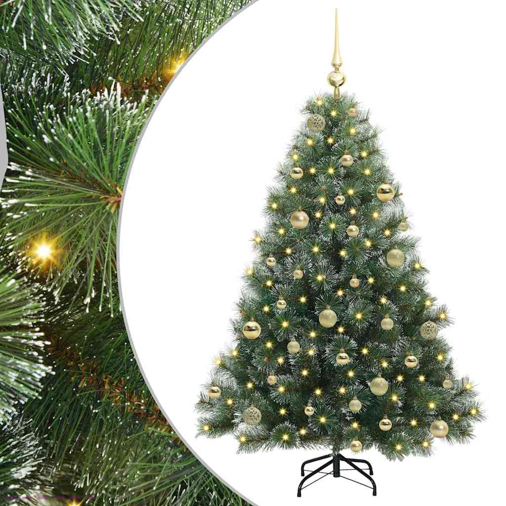 Mű karácsonyfa 150 LED-del állvánnyal Zöld 150 cm PE és PVC