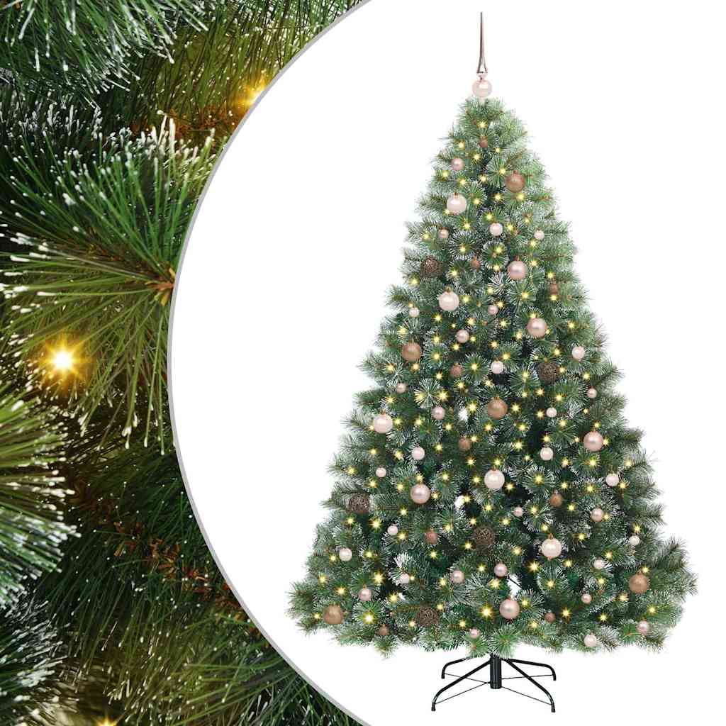 Mű karácsonyfa 300 LED-del állvánnyal Zöld 210 cm PE és PVC