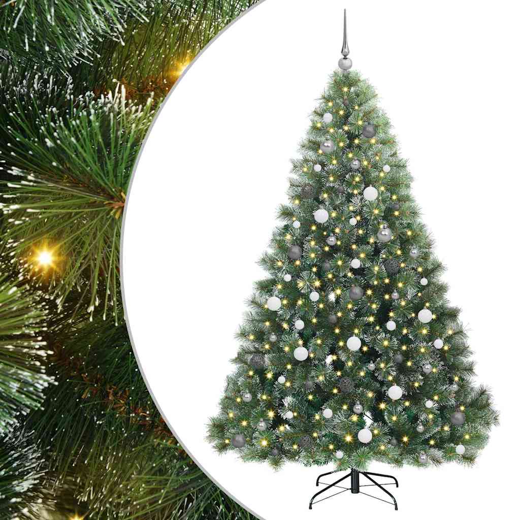 Mű karácsonyfa 300 LED-del állvánnyal Zöld 210 cm PE és PVC
