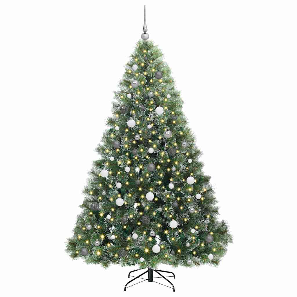 Mű karácsonyfa 300 LED-del állvánnyal Zöld 210 cm PE és PVC