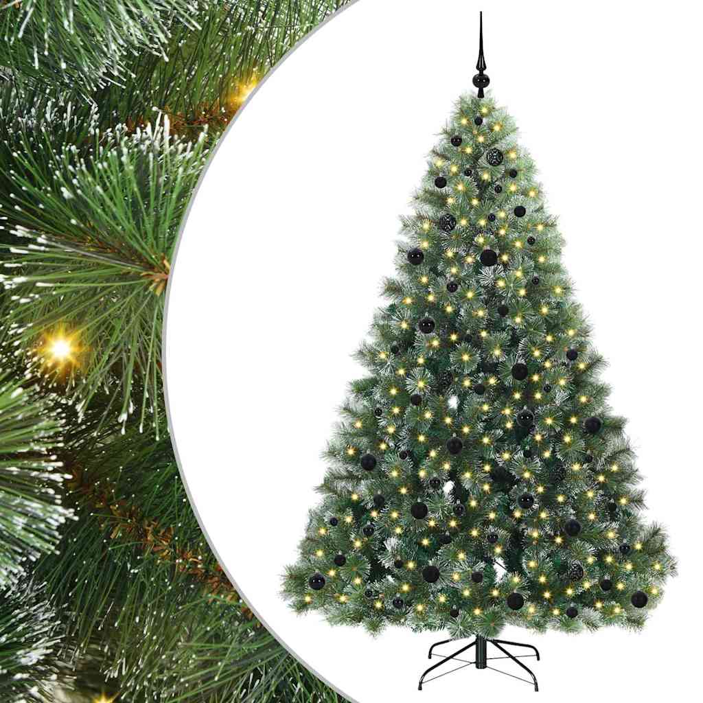 Mű karácsonyfa 300 LED-del állvánnyal Zöld 210 cm PE és PVC