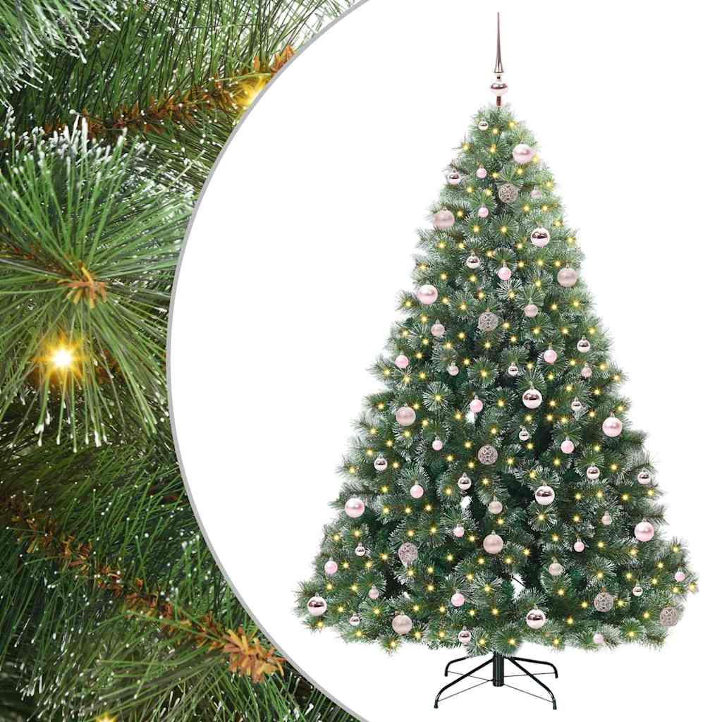 Mű karácsonyfa 300 LED-del állvánnyal Zöld 210 cm PE és PVC