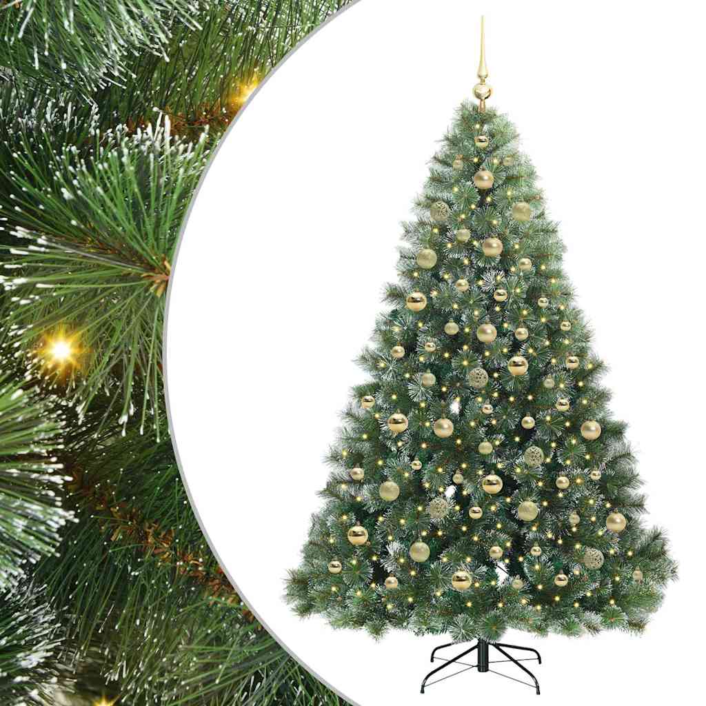 Mű karácsonyfa 300 LED-del állvánnyal Zöld 210 cm PE és PVC