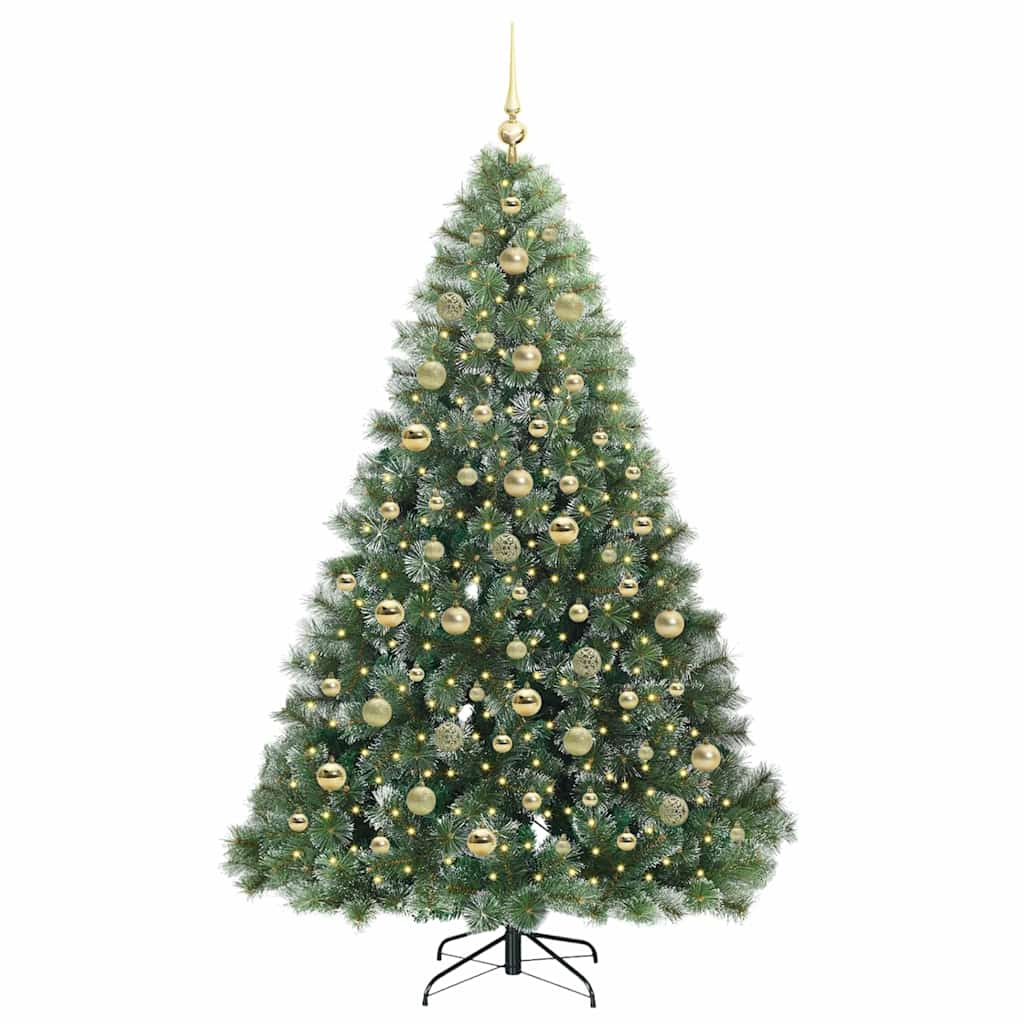 Mű karácsonyfa 300 LED-del állvánnyal Zöld 210 cm PE és PVC