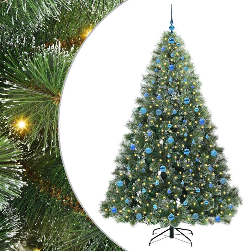 Mű karácsonyfa 300 LED-del állvánnyal Zöld 210 cm PE és PVC