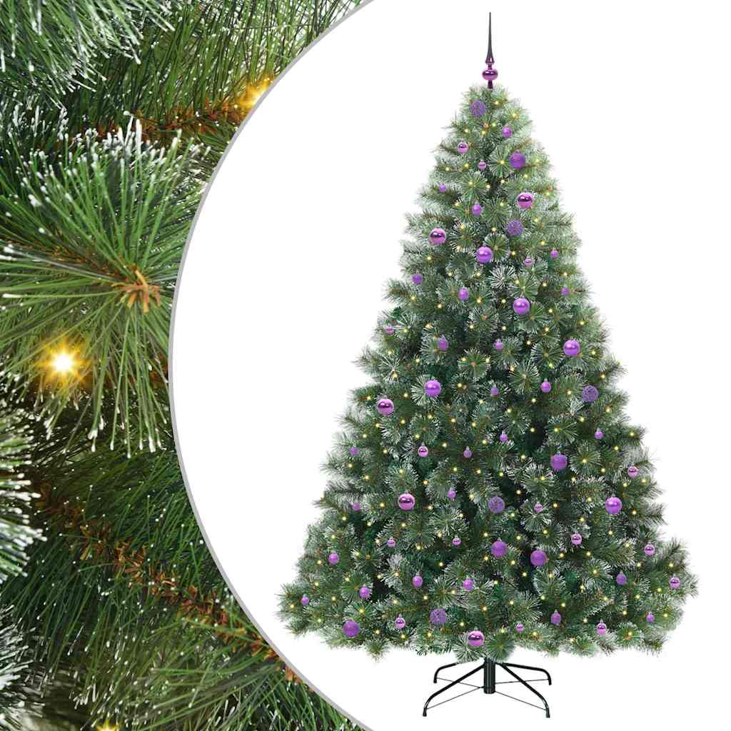 Mű karácsonyfa 300 LED-del állvánnyal Zöld 240 cm PE és PVC