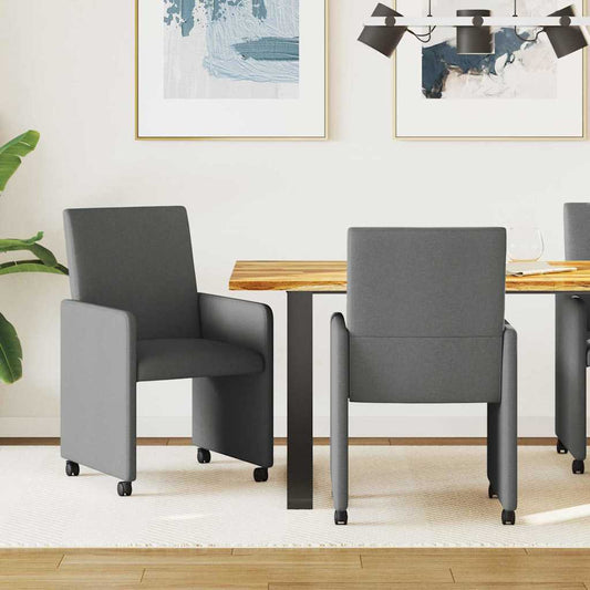 Étkező Székek kerékkel 2 pcs Sötétszürke 57 x 66 x 94 cm szövet