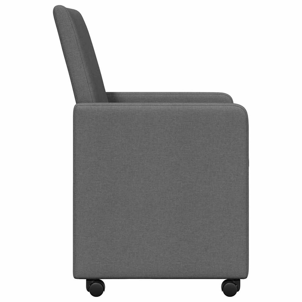 Étkező Székek kerékkel 2 pcs Sötétszürke 57 x 66 x 94 cm szövet
