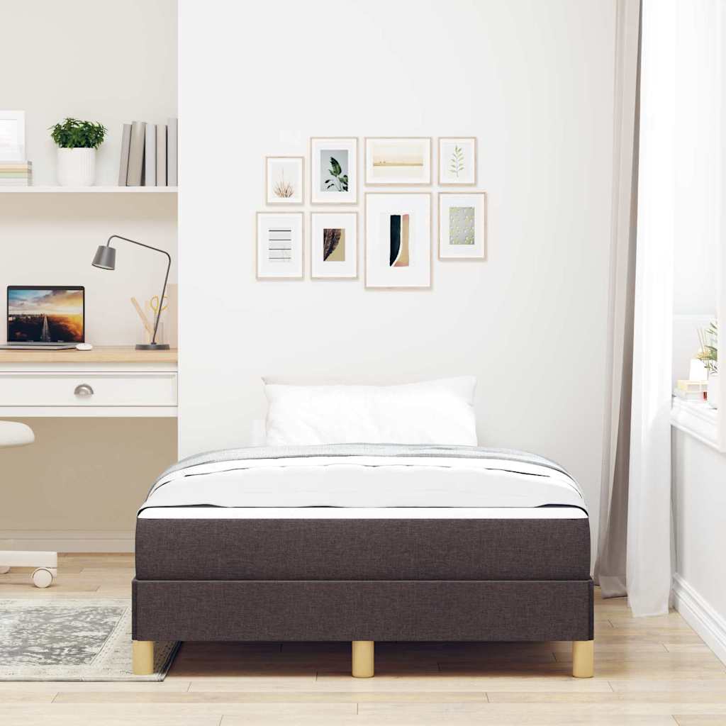 Boxrugós ágy Barna 120 x 190 cm Textil és mérnöki fa