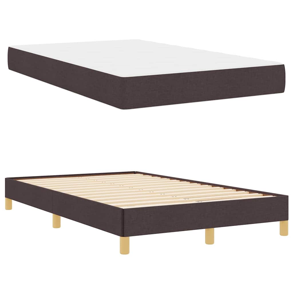 Boxrugós ágy Barna 120 x 190 cm Textil és mérnöki fa
