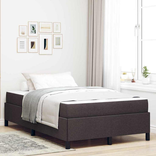 Boxrugós ágy Barna 120 x 190 cm Textil és mérnöki fa