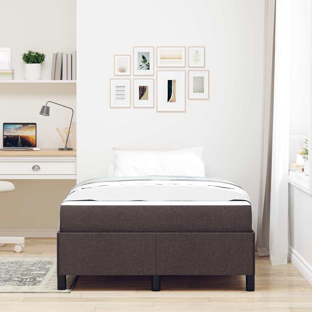 Boxrugós ágy Barna 120 x 190 cm Textil és mérnöki fa