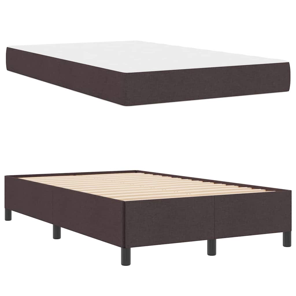 Boxrugós ágy Barna 120 x 190 cm Textil és mérnöki fa