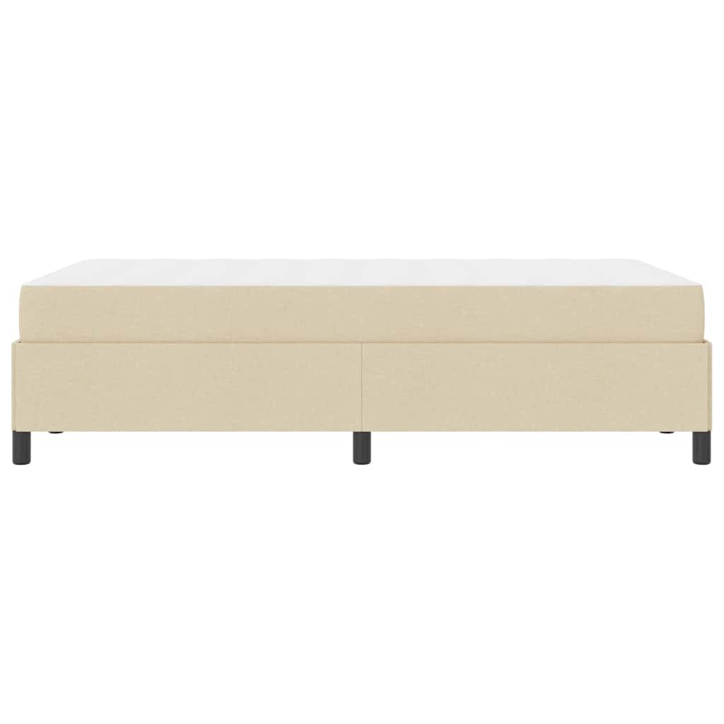 Boxrugós ágy Krém és fekete 120 x 190 cm Textil és mérnöki fa