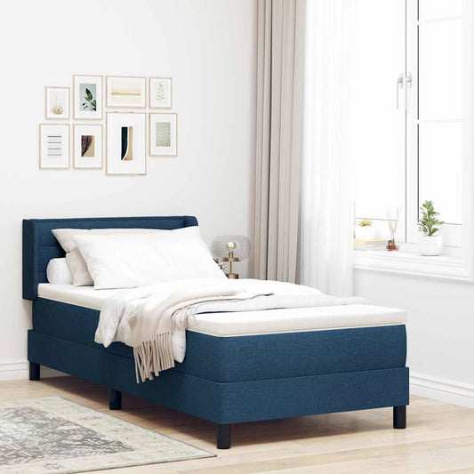 Boxspring ágy matraccal Kék 90 x 190 cm Szövet és Mérnöki Fa