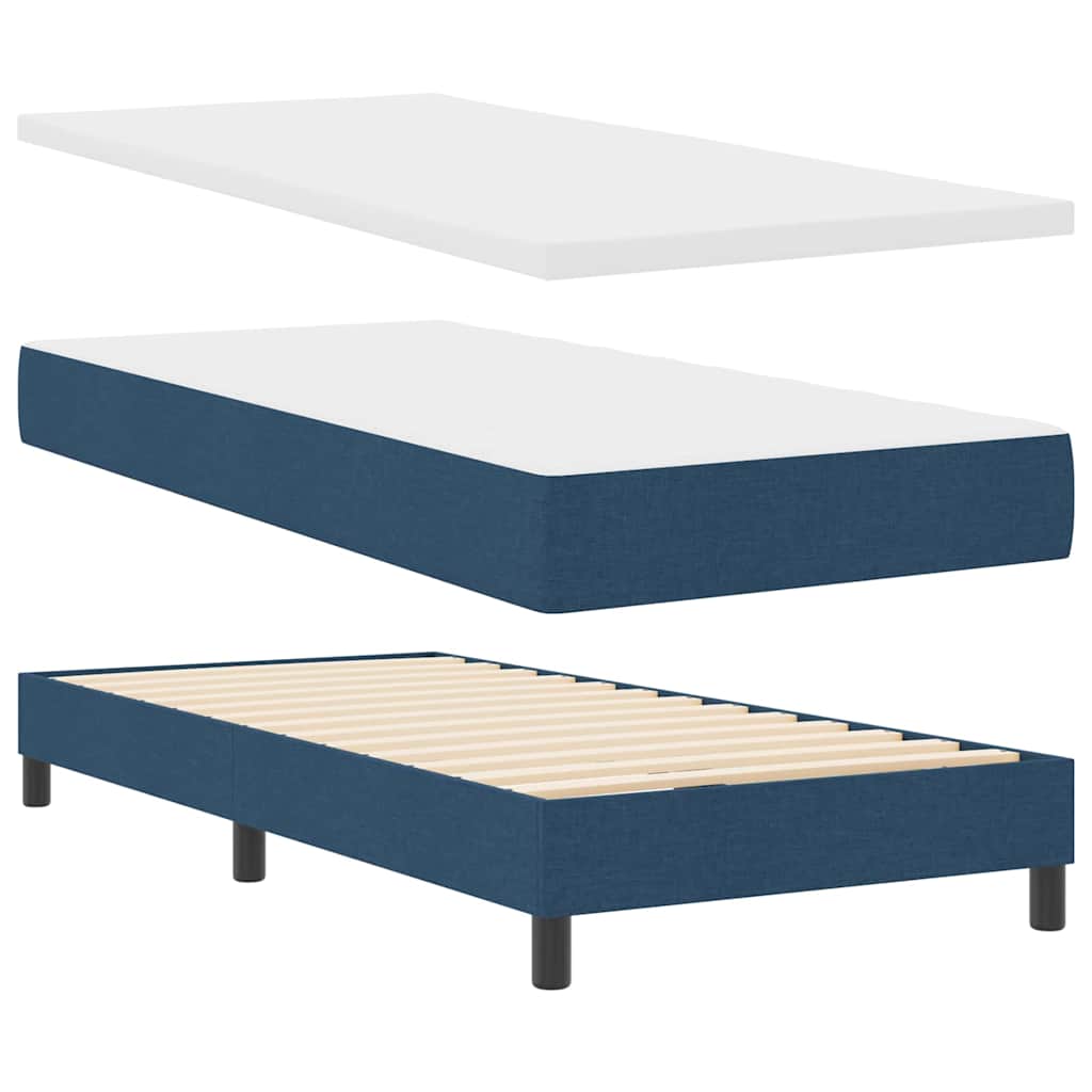 Boxspring ágy matraccal Kék 90 x 190 cm Szövet és Mérnöki Fa