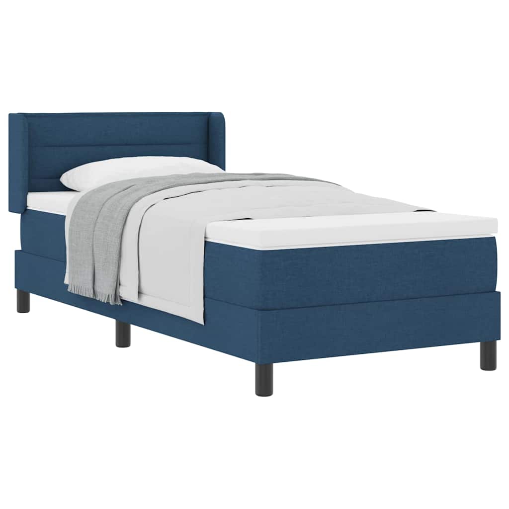 Boxspring ágy matraccal Kék 90 x 190 cm Szövet és Mérnöki Fa