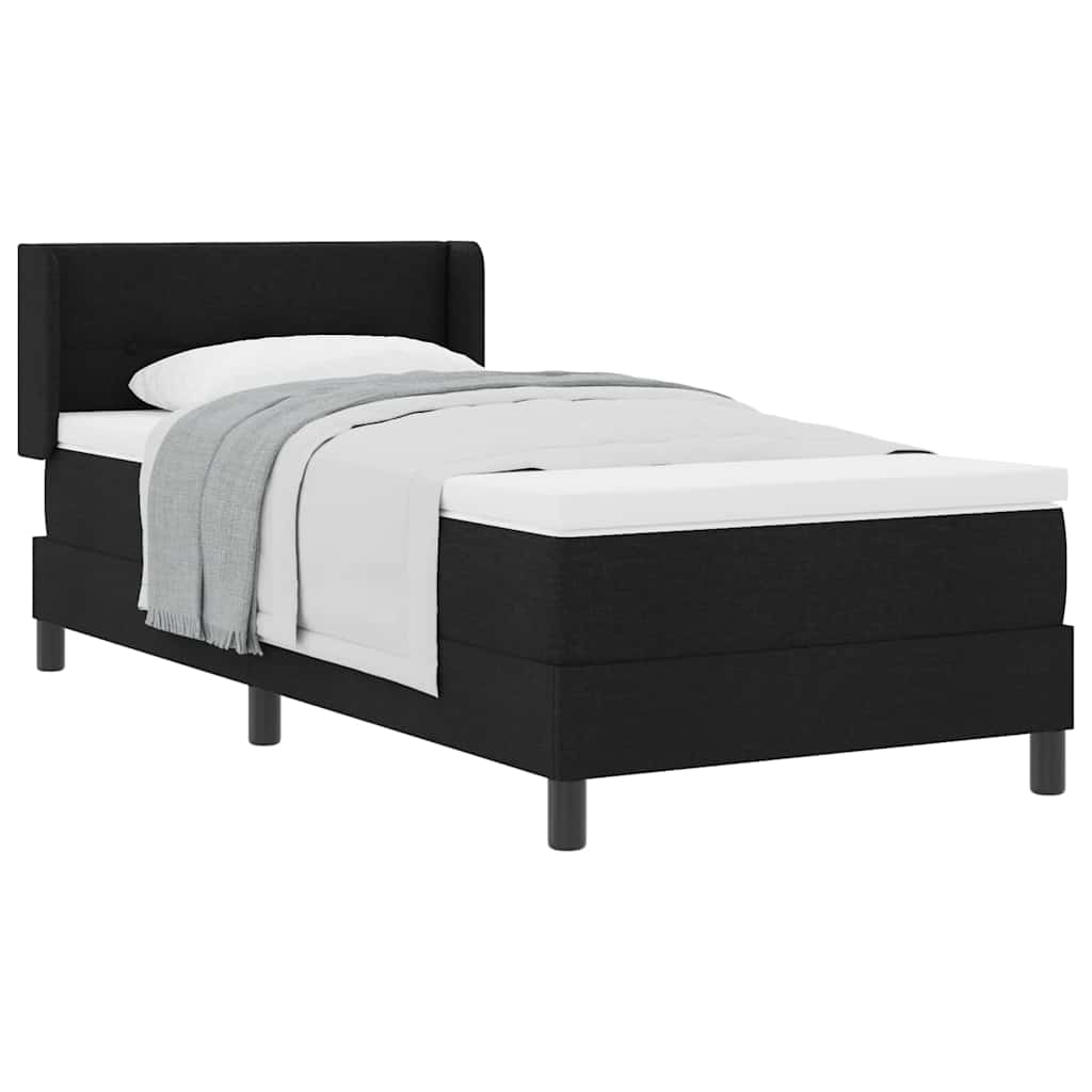 Boxspring ágy matraccal Fekete 80 x 200 cm Szövet és Mérnöki Fa