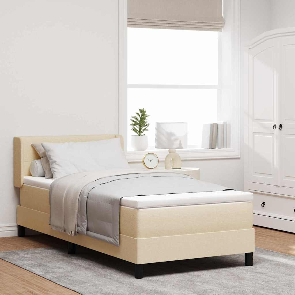 Boxspring ágy matraccal Krém 80 x 200 cm Szövet és Mérnöki Fa