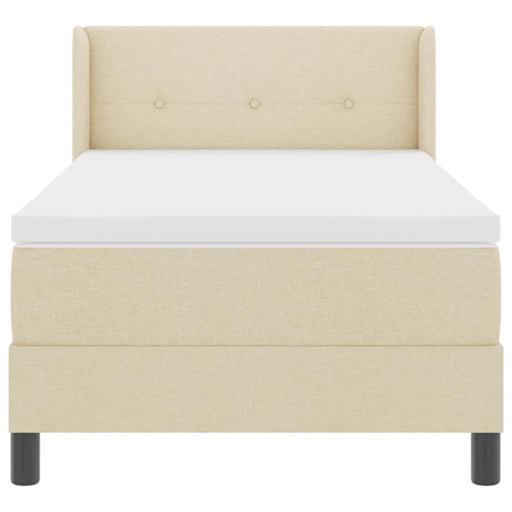 Boxspring ágy matraccal Krém 80 x 200 cm Szövet és Mérnöki Fa