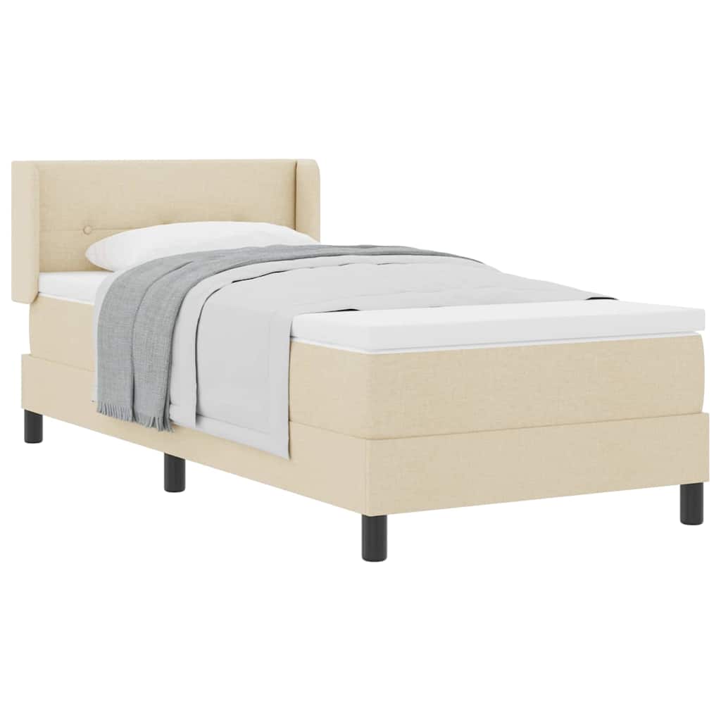 Boxspring ágy matraccal Krém 80 x 200 cm Szövet és Mérnöki Fa