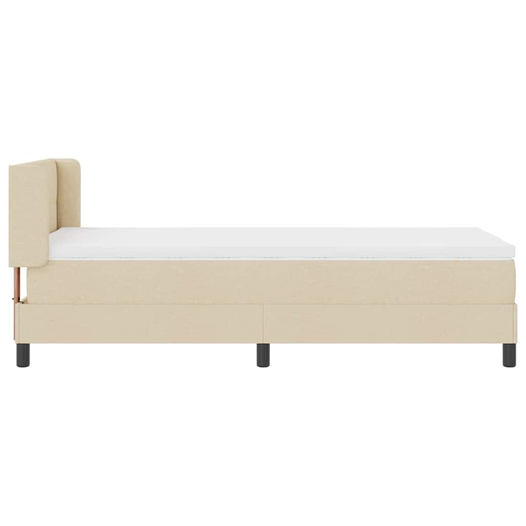 Boxspring ágy matraccal Krém 80 x 200 cm Szövet és Mérnöki Fa