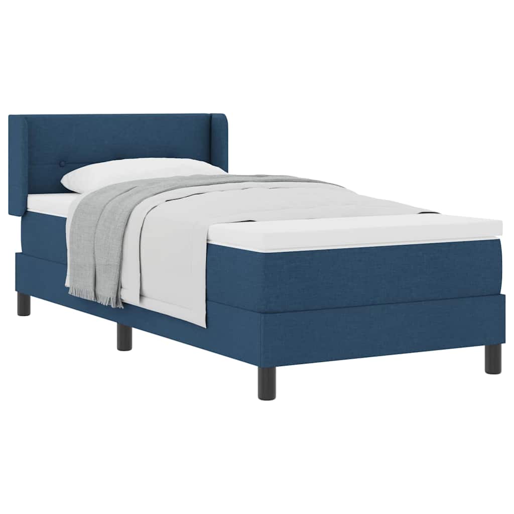 Boxspring ágy matraccal Kék 90 x 190 cm Szövet és Mérnöki Fa