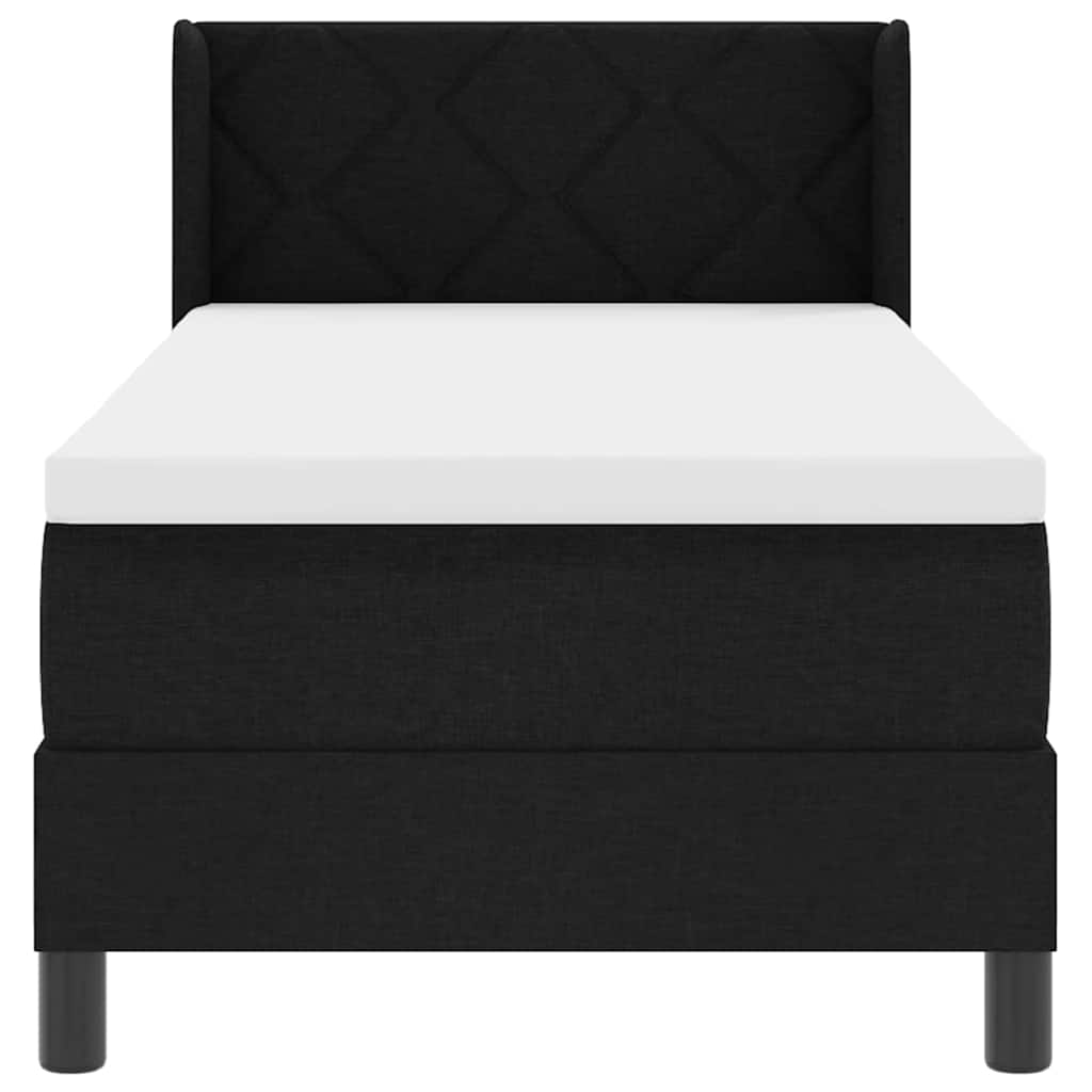 Boxspring ágy matraccal Fekete 80 x 200 cm Szövet és Mérnöki Fa