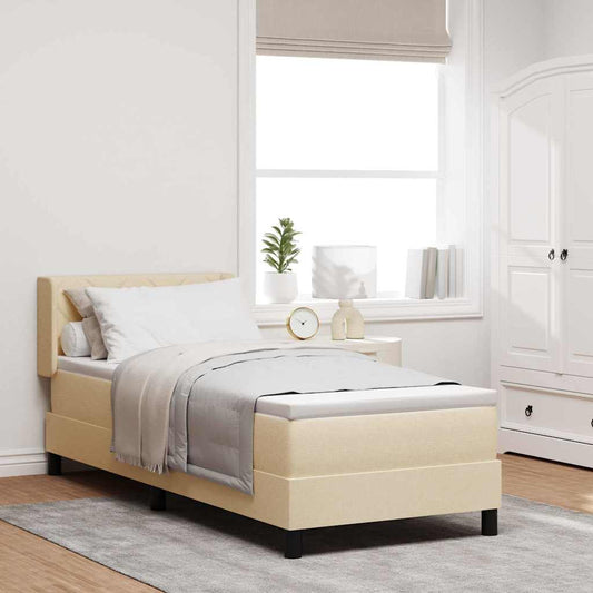 Boxspring ágy matraccal Krém 80 x 200 cm Szövet és Mérnöki Fa