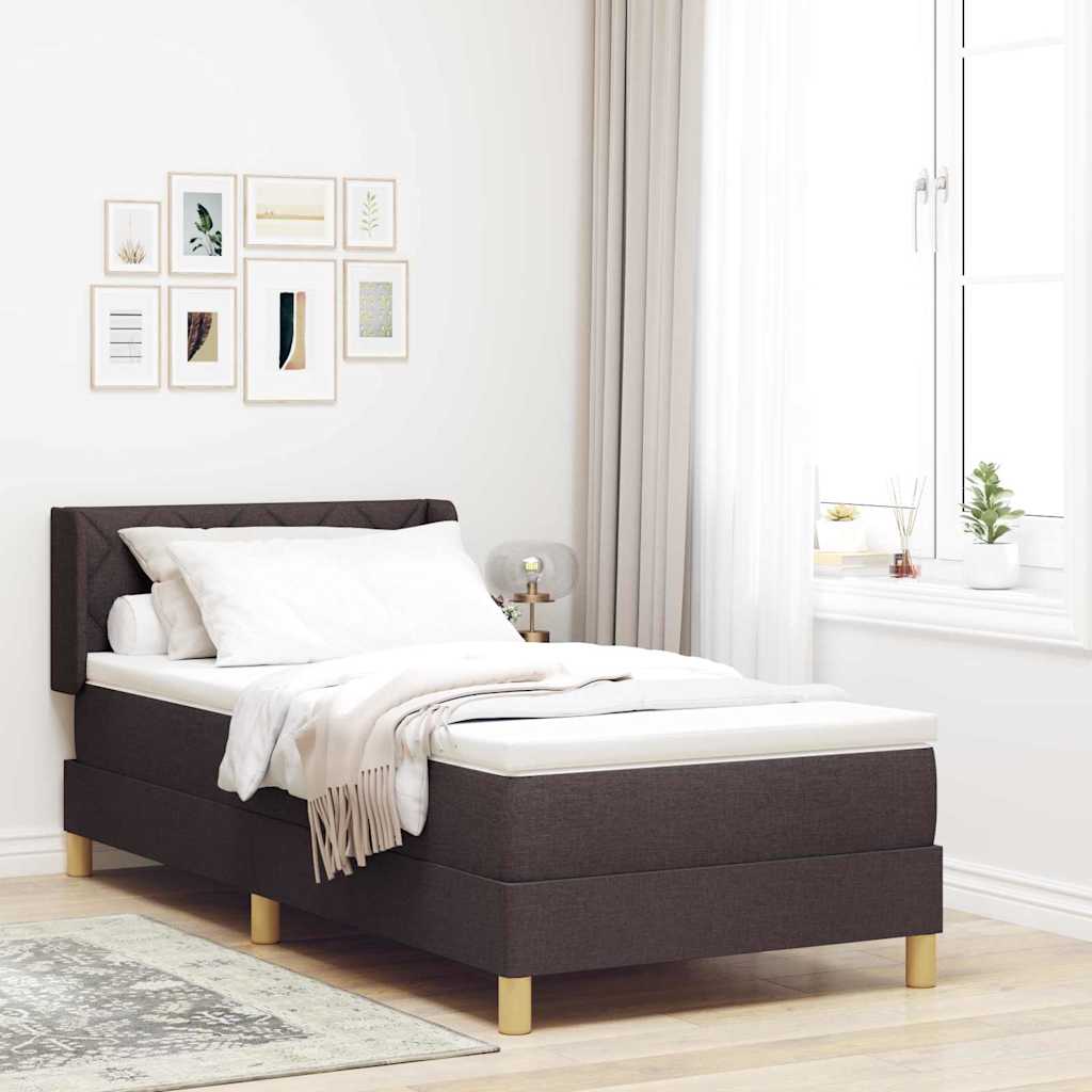 Rugós Ágy matracmal fejtámlával sötétbarna 90 x 190 cm szövet