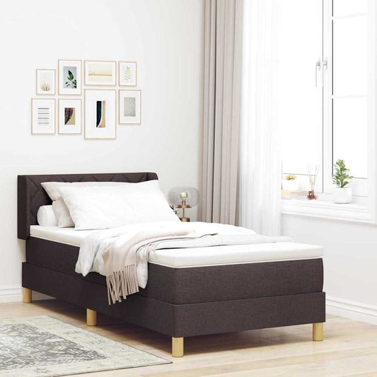Rugós Ágy matracmal fejtámlával sötétbarna 90 x 190 cm szövet