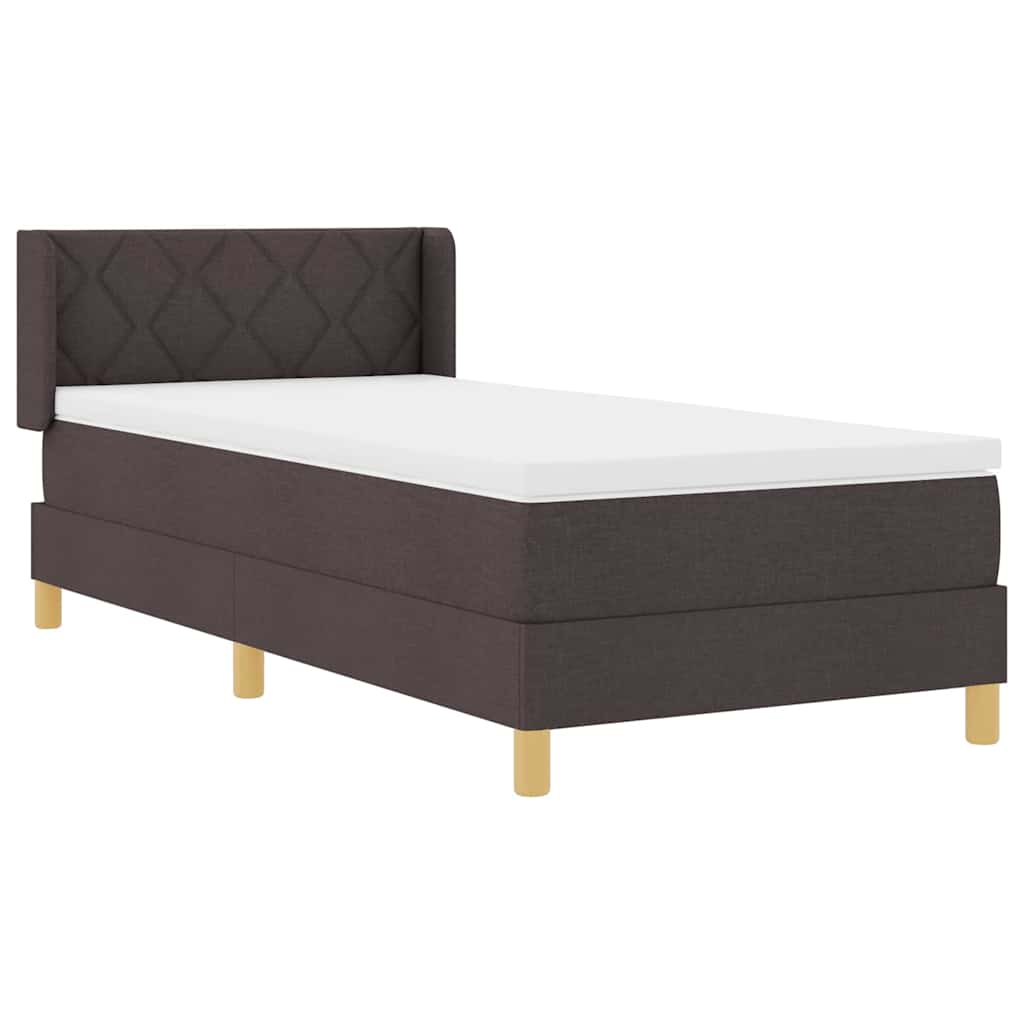 Rugós Ágy matracmal fejtámlával sötétbarna 90 x 190 cm szövet