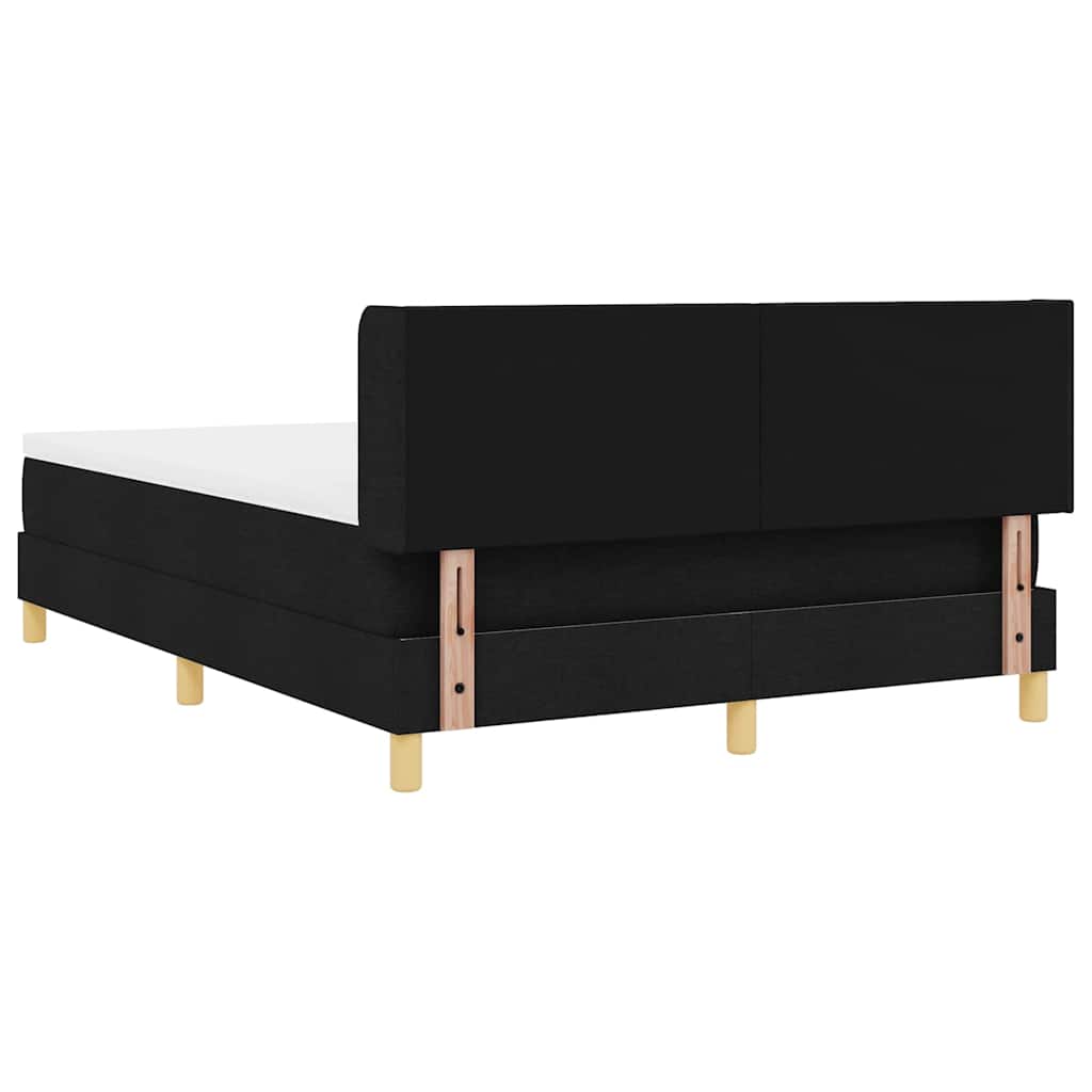 Boxrugós ágy matracmal Fehér és fekete 140 x 190 cm szövet