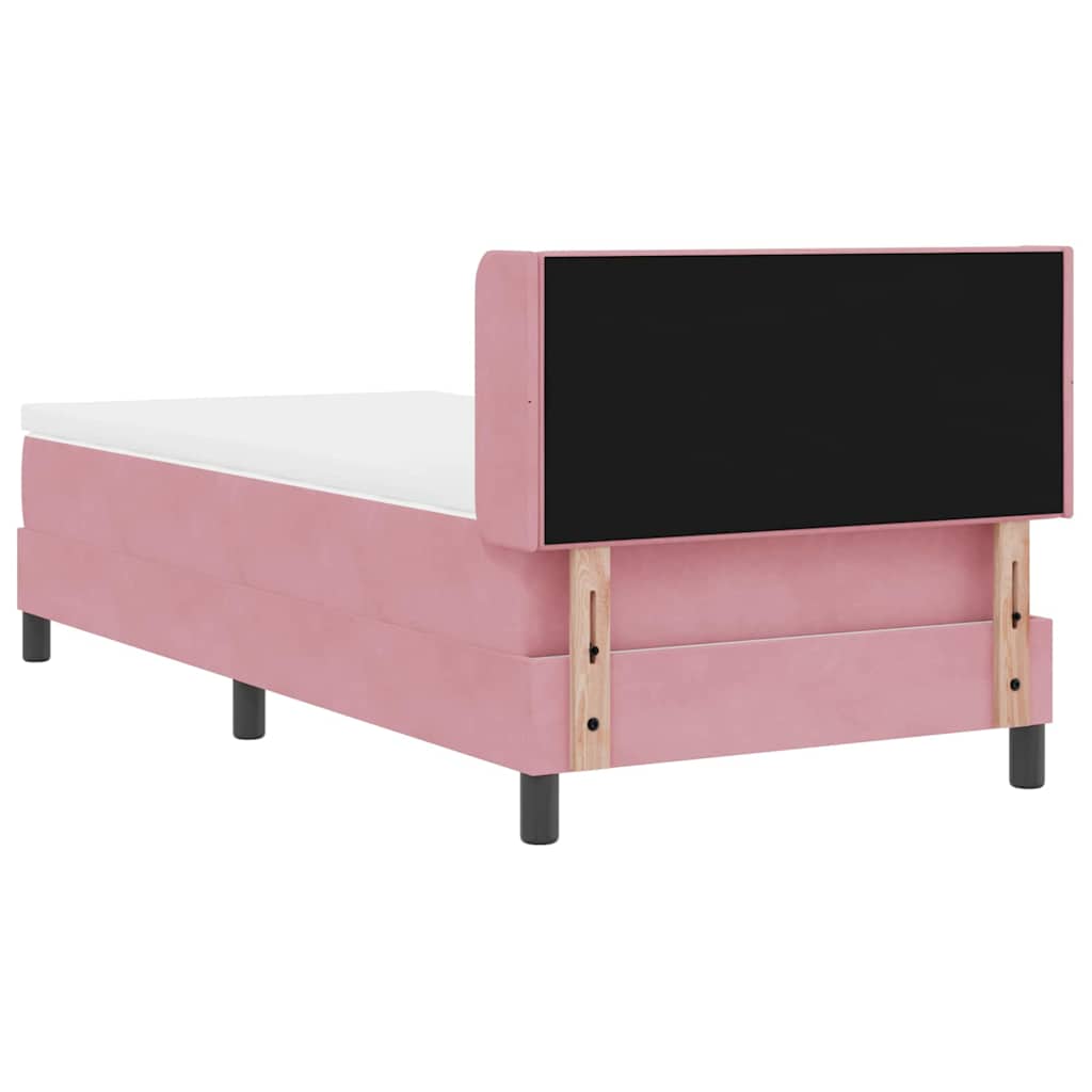 Box Spring ágy matraccal fekete 100x200 cm bársonyos Rózsaszín