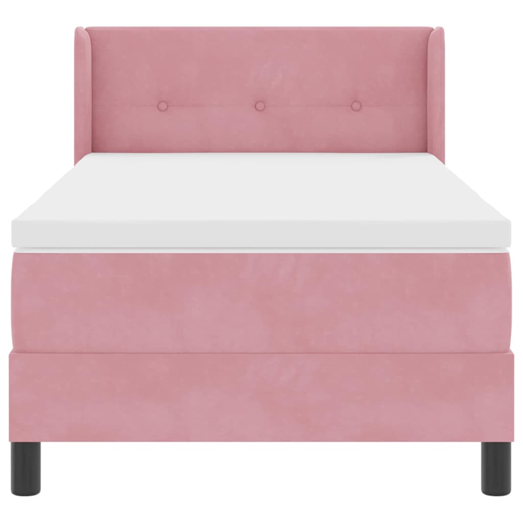 Box Spring ágy matraccal fekete 100x200 cm bársonyos Rózsaszín