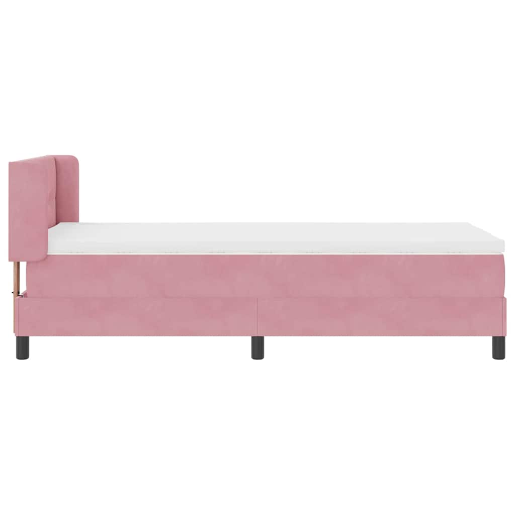 Box Spring ágy matraccal fekete 100x200 cm bársonyos Rózsaszín