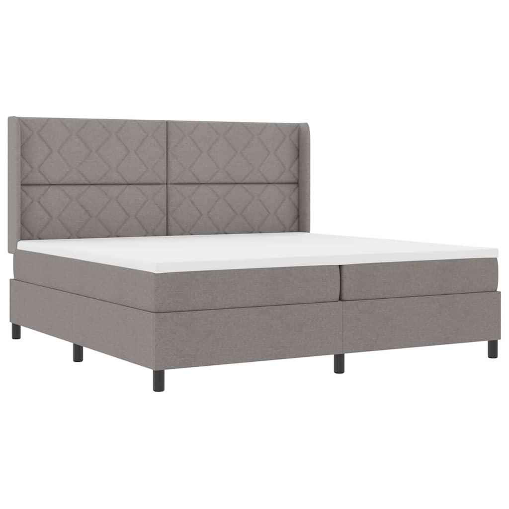 Boxrugós ágy matracmal fejtámlával Tópszínű 200 x 200 cm szövet