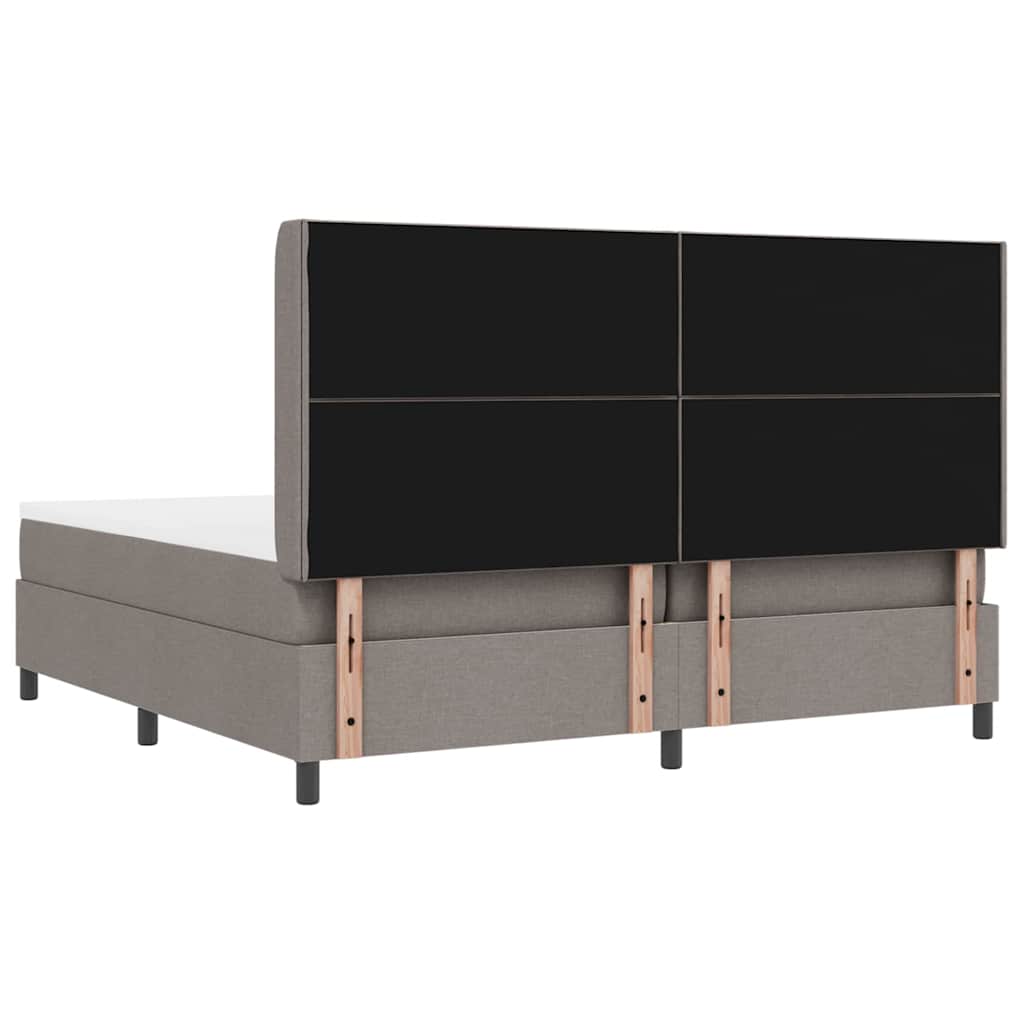 Boxrugós ágy matracmal fejtámlával Tópszínű 200 x 200 cm szövet