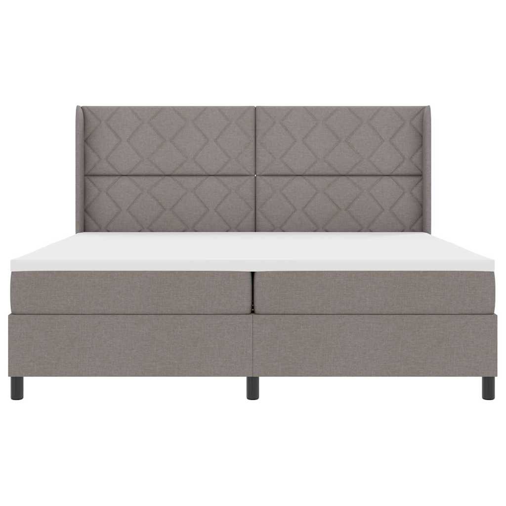 Boxrugós ágy matracmal fejtámlával Tópszínű 200 x 200 cm szövet
