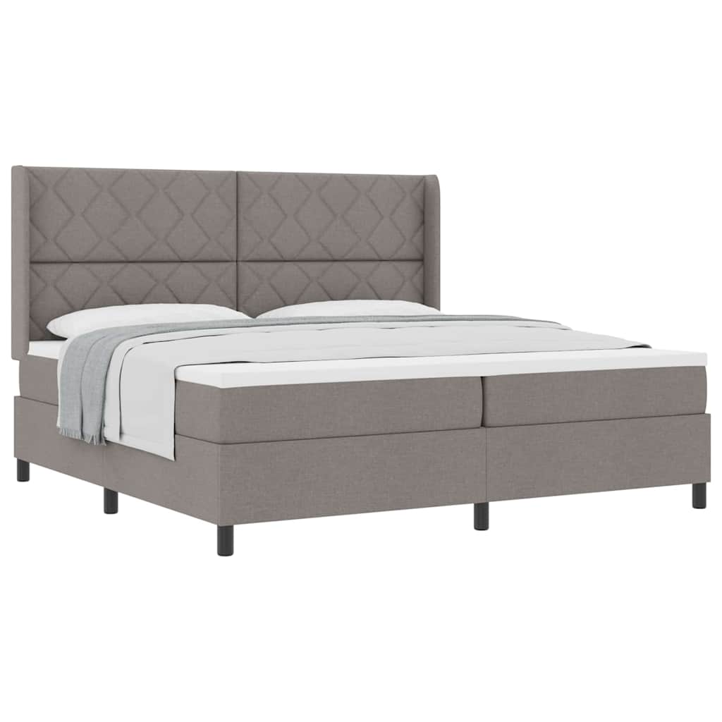 Boxrugós ágy matracmal fejtámlával Tópszínű 200 x 200 cm szövet