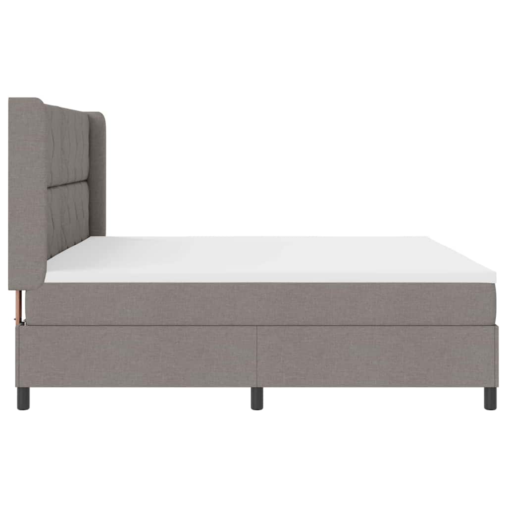 Boxrugós ágy matracmal fejtámlával Tópszínű 200 x 200 cm szövet