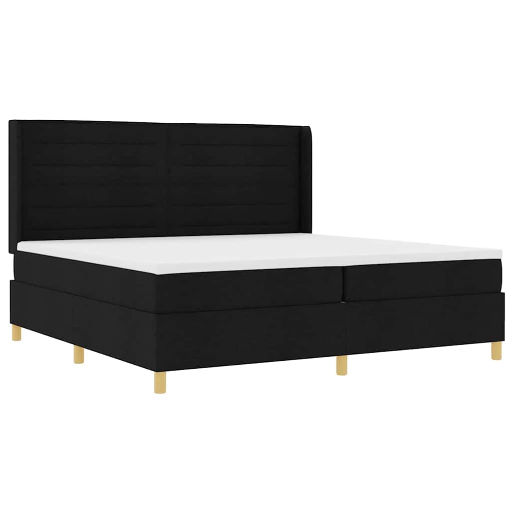 Box Spring ágy matracmal fejtámlával Fekete 200 x 200 cm szövet